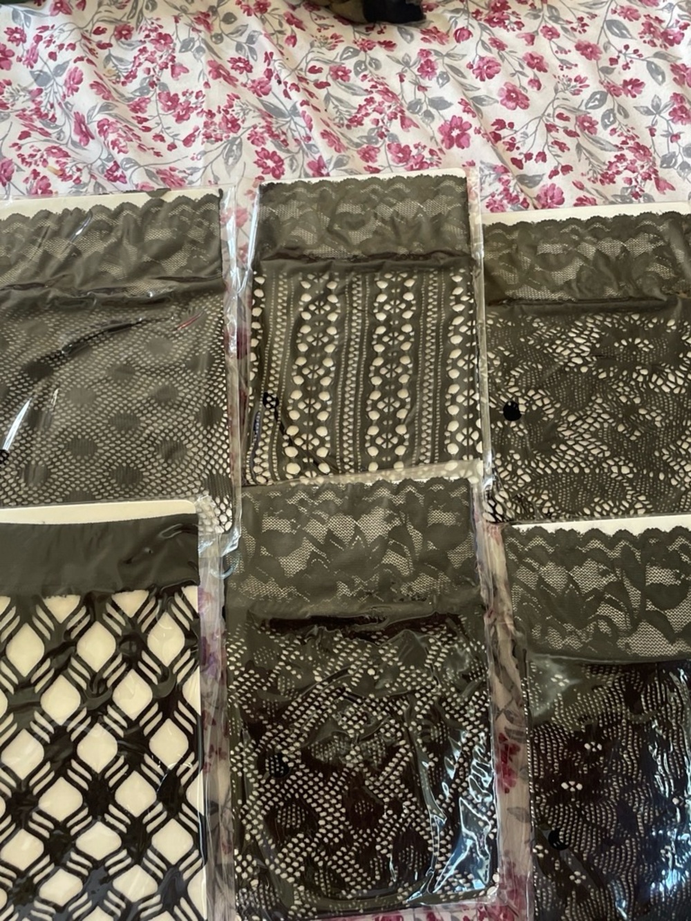 Olive Green Lace & Fishnet Thigh-Highs Pack
